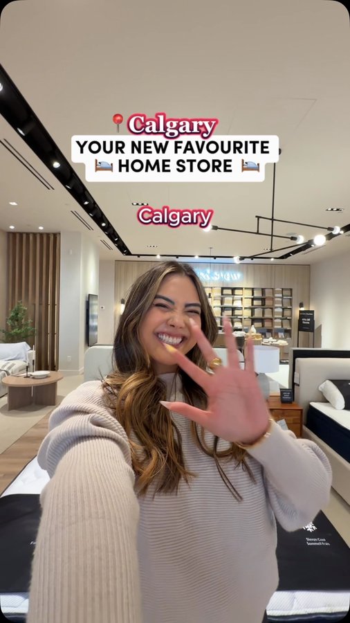 Instagram post by @yyc.sociables for Silk & Snow. Caption reads: I left the showroom with the Egyptian cotton sleep....