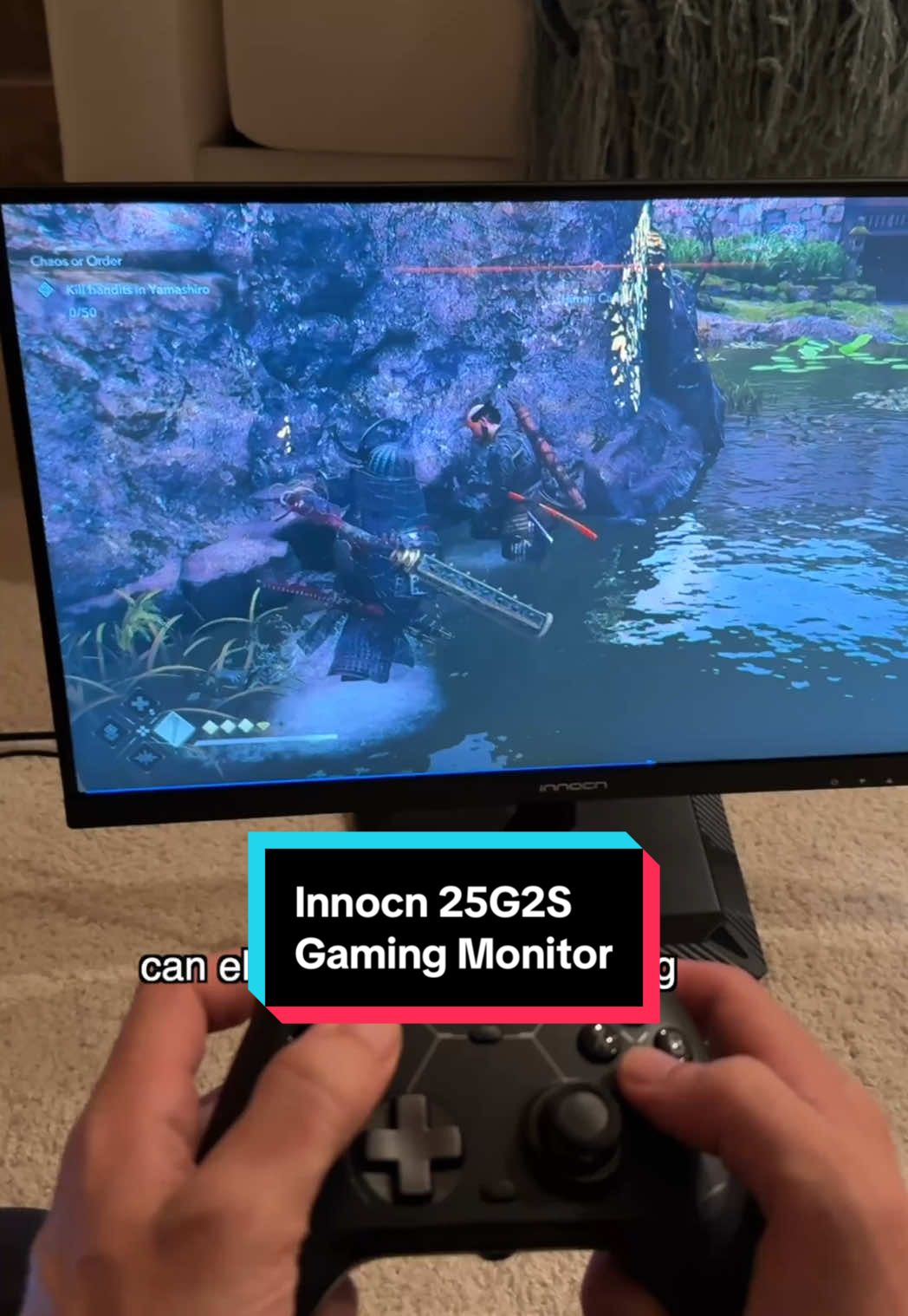 TikTok post by @trutech for INNOCN. Caption reads: Check it out at the 🔗 in bl0 ⬆️ This Innocn 25G2S....