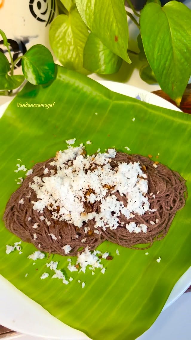 Instagram post by @vandanasamayal for Akshayakalpa Organic. Caption reads: From Heritage Grains to Heavenly Idiyappam....