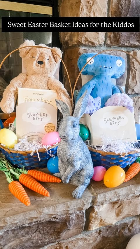 Instagram post by an influencer for Slumberkins. Caption reads: [...] Easter Baskets with me and @slumberkins! ad.....