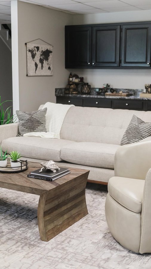 Instagram post by an influencer for Rooms To Go. Caption reads: [...] man cave needed an upgrade!....