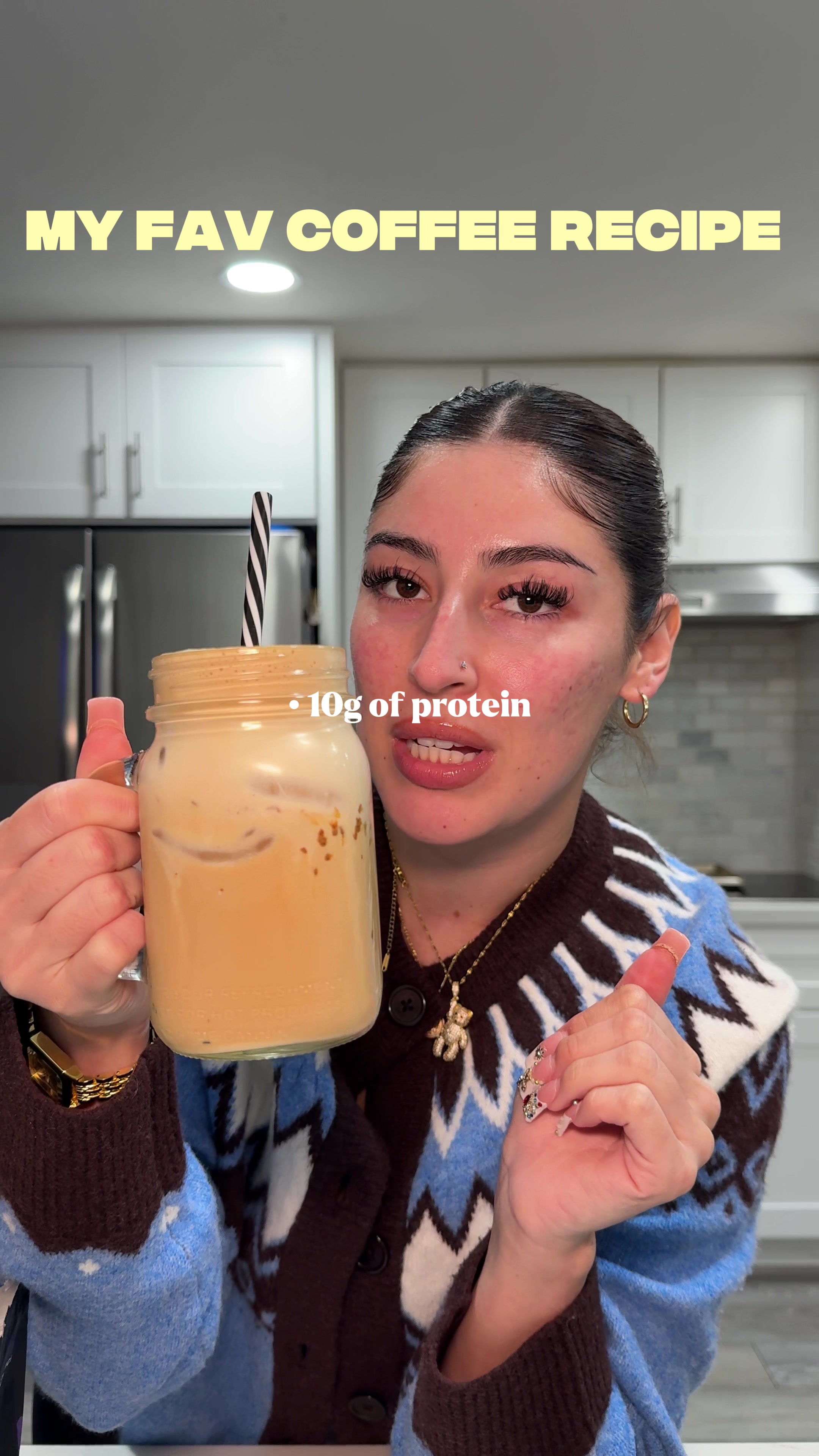 TikTok post by @kaylamzaa for Javy Coffee. Caption reads: My coffee recipe is chefs kiss 💋✨ @Javvy Coffee....