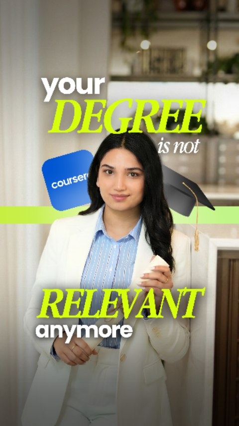 Instagram post by @zeeel.ai for Coursera. Caption reads: Top tech companies are hiring right now, and....