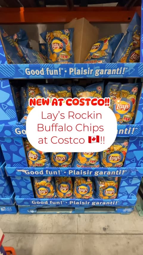 Instagram post by @costcofindscanada for Lay's. Caption reads: NEW!!! @layscanada Rockin Buffalo Chips now....