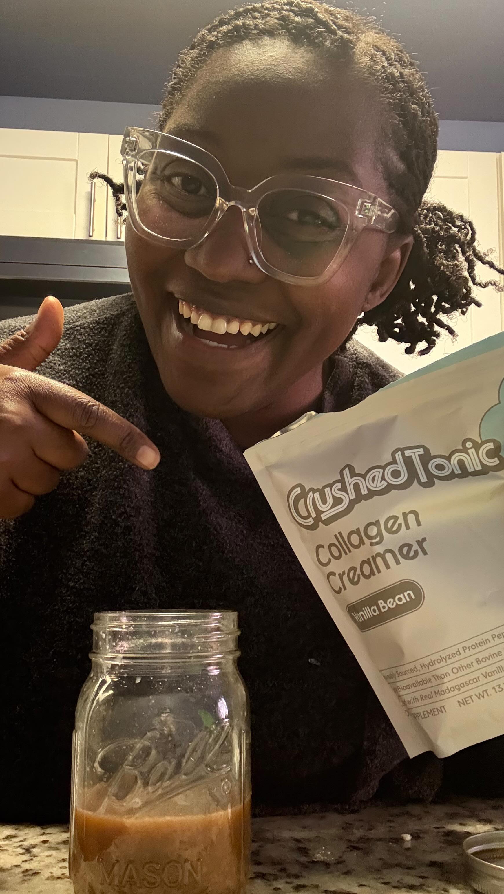 Instagram post by @jaree_lcswc for Crushed Tonic. Caption reads: [...] boost my wellness routine, thanks to....