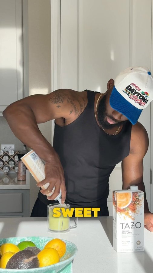 Instagram post by @k_wossie for Tazo. Caption reads: Spend the morning with me and @tazo 🍵🪴👟....