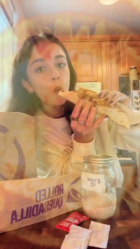 Instagram post by @okaycoolgigi for Taco Bell. Caption reads: [...] every last poblano moment with eloise....