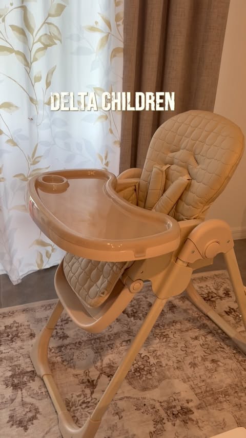 Instagram post by @sema_nur_atlas for Delta Children. Caption reads: Delta Children 3-in-1 Convertible High Chair 👶....