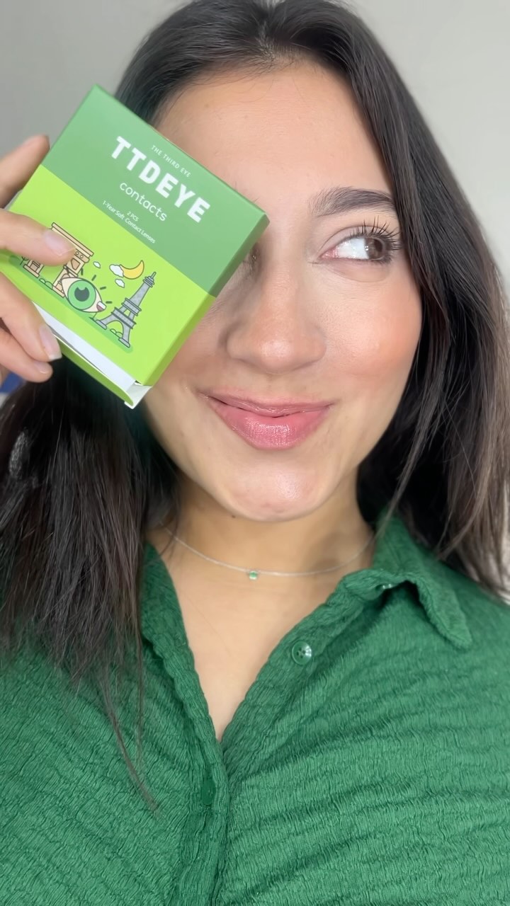 Instagram post by @ugcfatimaa for TTDeye. Caption reads: Obsessed with how these colored contacts instantly....