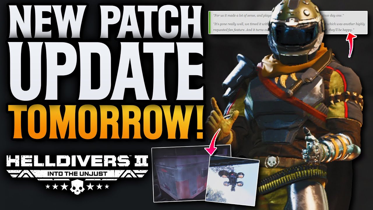 YouTube post by @cloudplays for Instant Gaming. Caption reads: Helldivers 2 Patch Update Tomorrow! CEO Statement....
