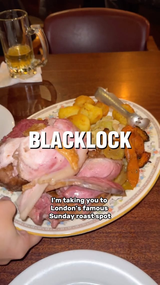 Instagram post by @boopfoodie for Blacklock. Caption reads: Have you tried the @blacklockchops Sunday Roast....