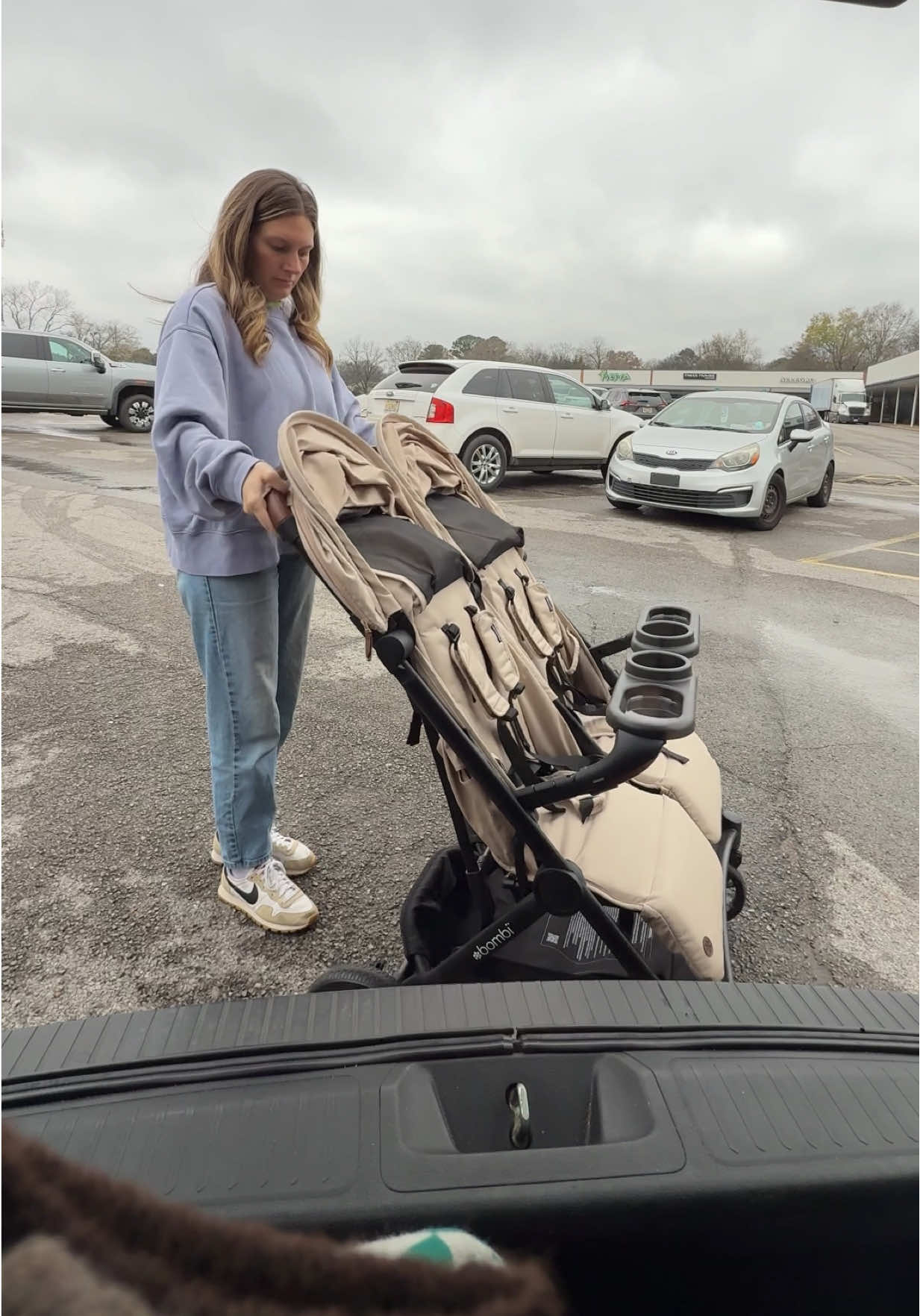 TikTok post by @whitneys_wheelhouse for Bombi Gear. Caption reads: [...] thank you for making this stroller 😍....