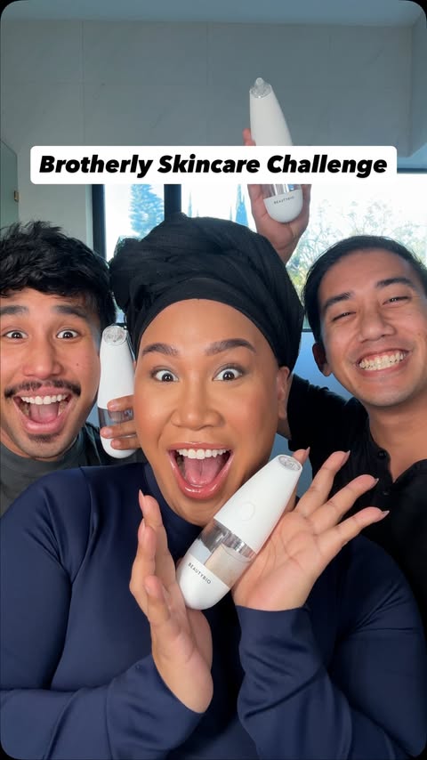 Instagram post by @patrickstarrr for BeautyBio. Caption reads: [...] like a brotherly competition using the....