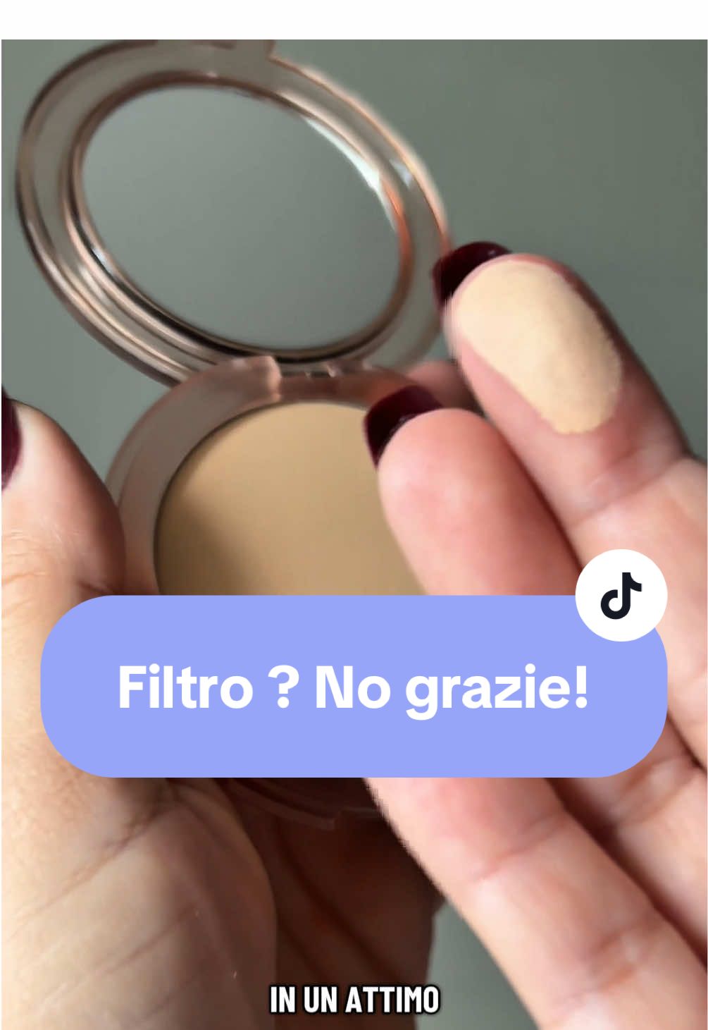 TikTok post by @ugc.rossella for NABLA Cosmetics. Caption reads: Filtro? No grazie. Ci pensa lei. ✨ @NABLA....