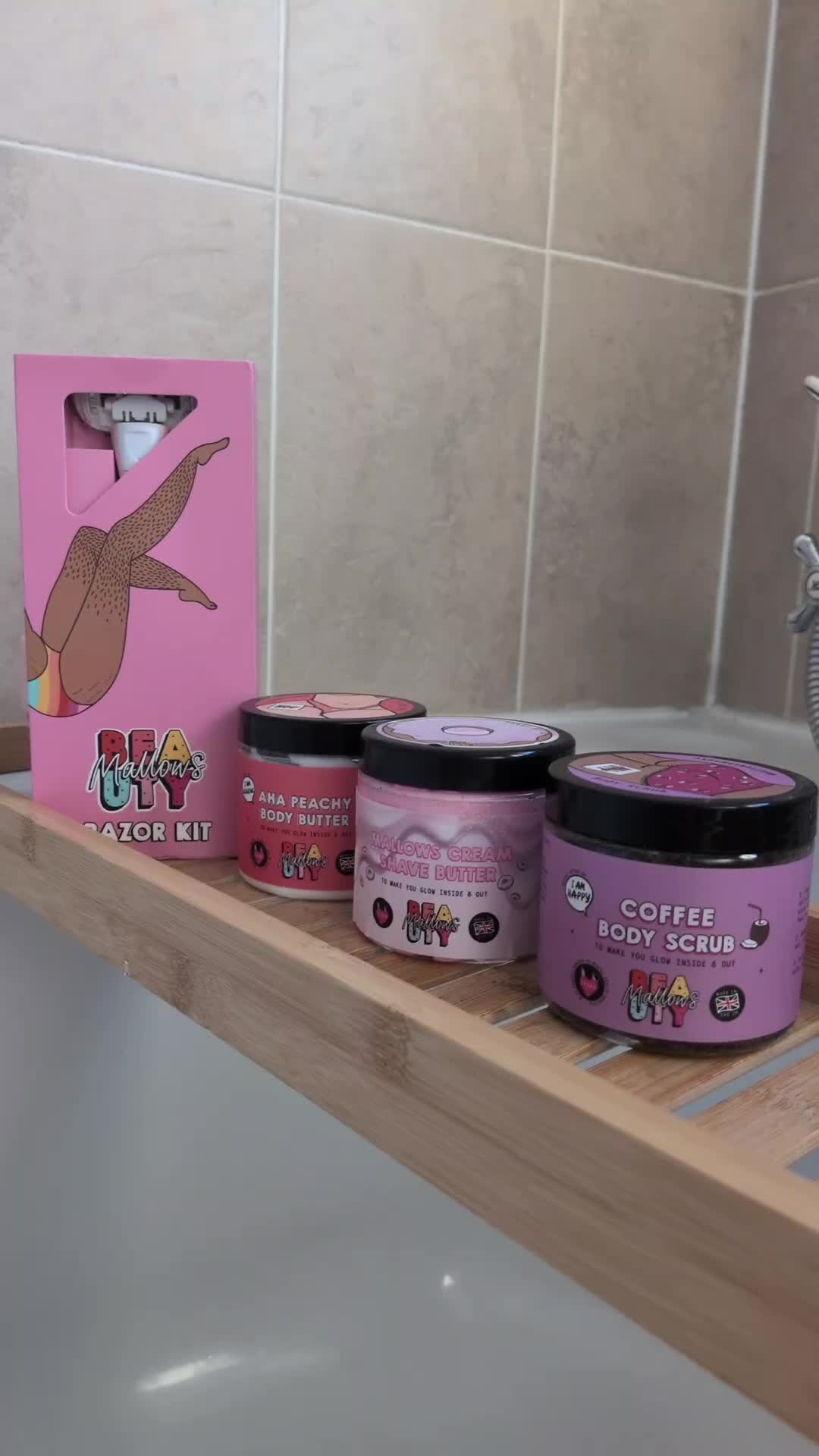 TikTok post by @gemmahol24 for Mallows Beauty. Caption reads: [...] four products for this summer!....