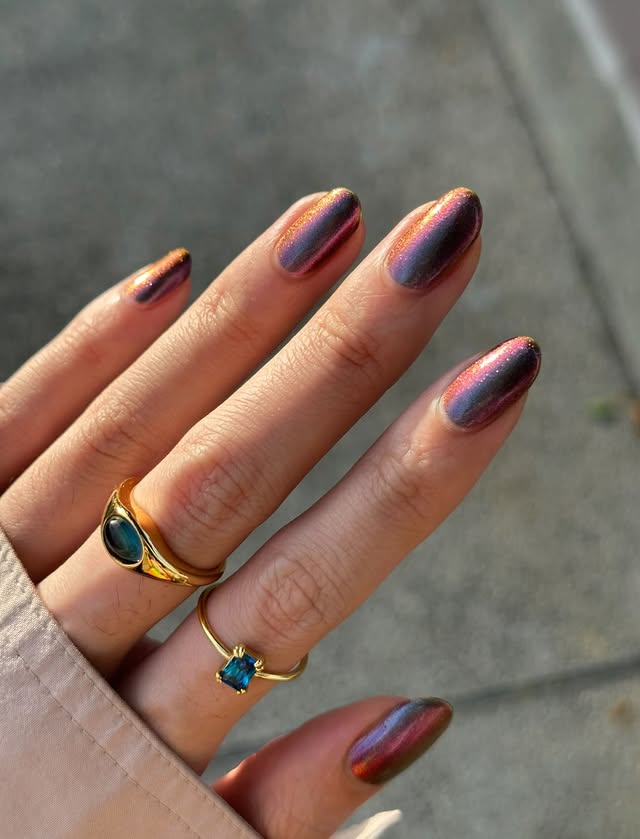 Instagram post by @natttynails for Caitlyn Minimalist. Caption reads: Took these pics at sunset 🌅 and i feel like i....