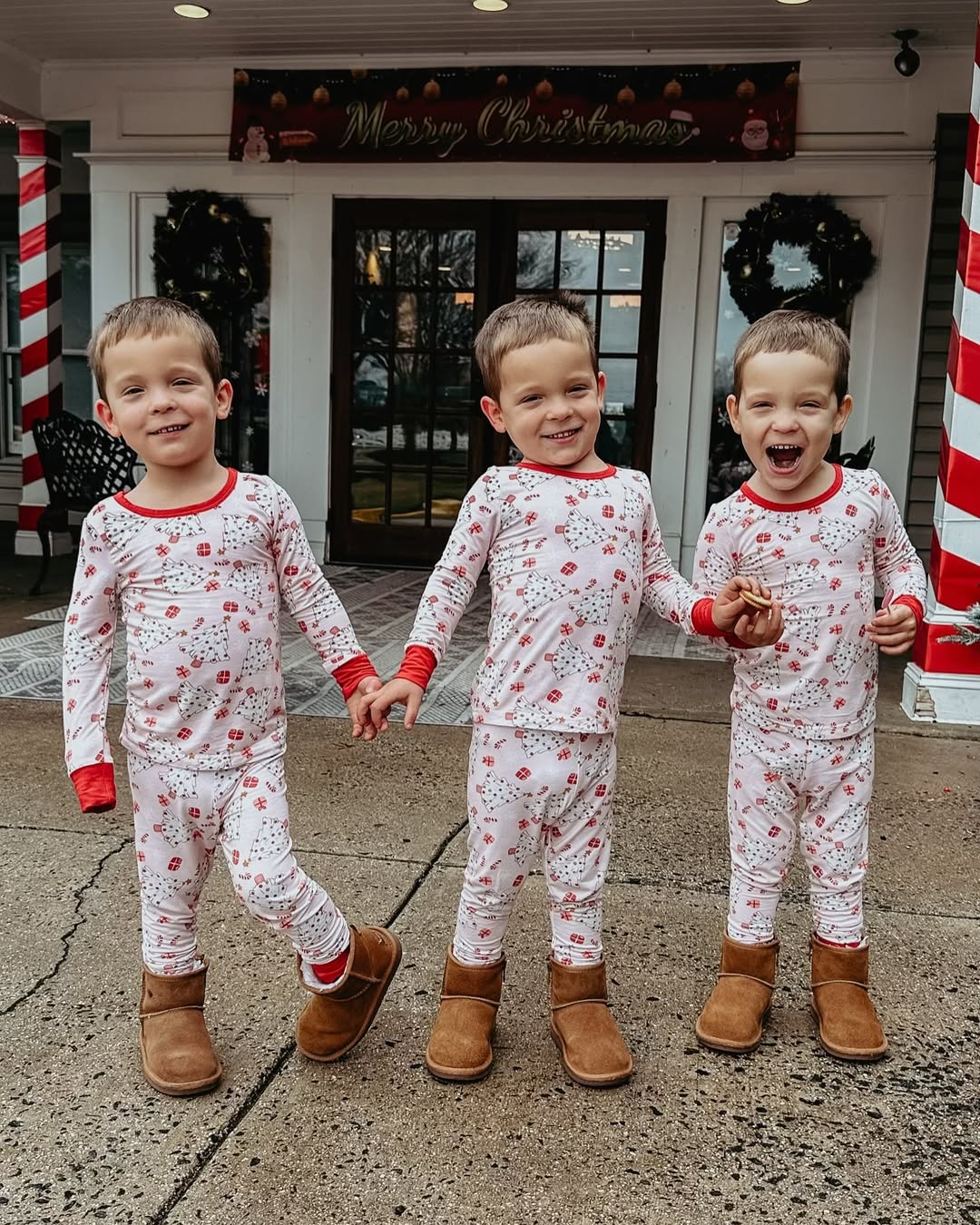 Instagram post by @kayla.laubach for Caden Lane. Caption reads: These pajamas sleigh!! Shop at @cadenlane and use....