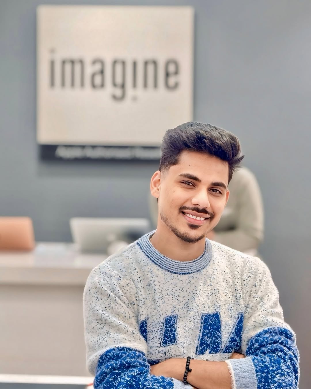 Instagram post by @veer.kataria for Imagine Apple Premium Partner. Caption reads: #ad @imagineapplepr ❤️✨.