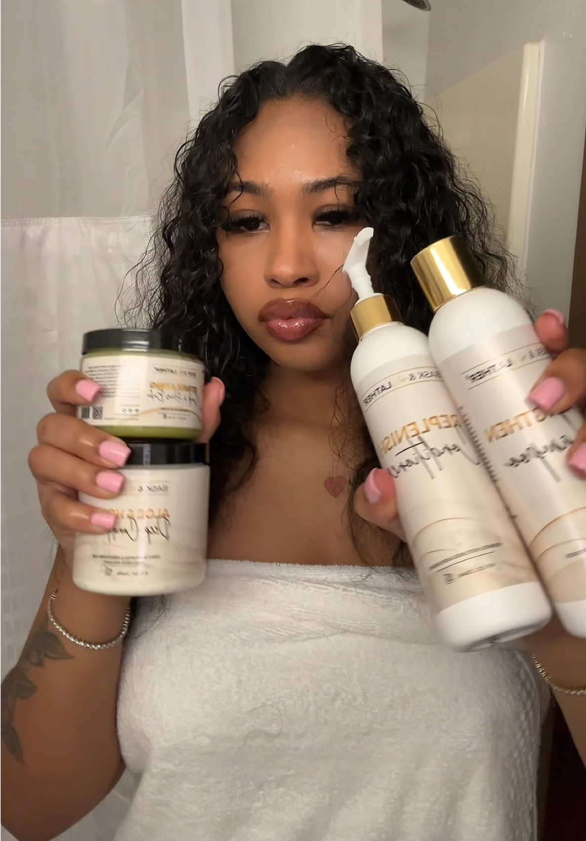 TikTok post by @itsbigisis for Bask and Lather Co. Caption reads: New Scalp Who This? 🧖🏾‍♀️@Bask and Lather Co .