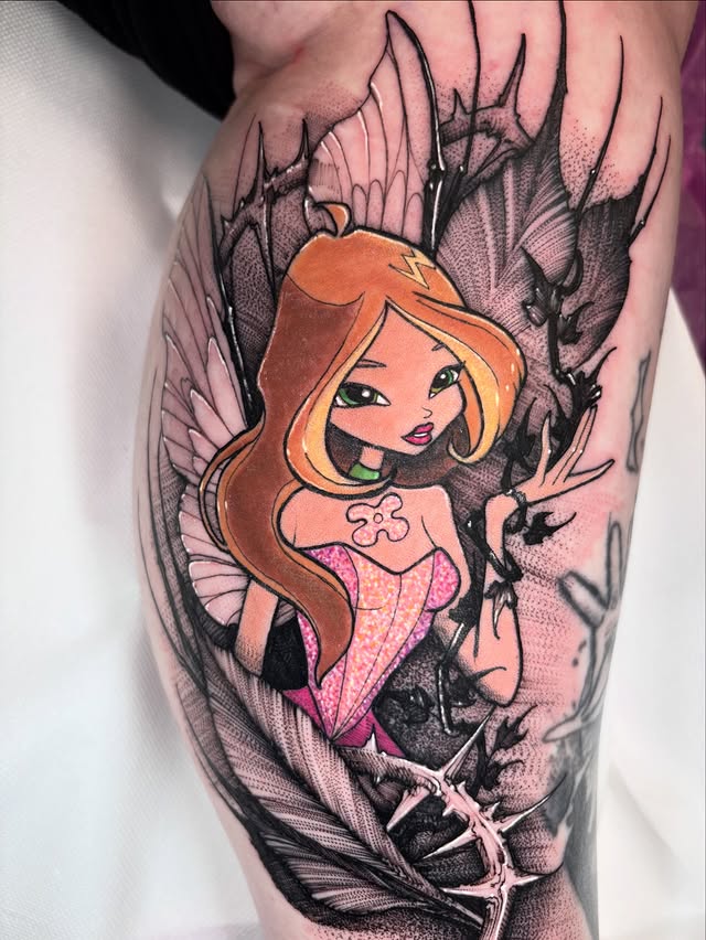 Instagram post by @cassie_cachou for EZ Tattoo Supply. Caption reads: Winx tattoo collab with @cassie_cachou 💖 
Merci....