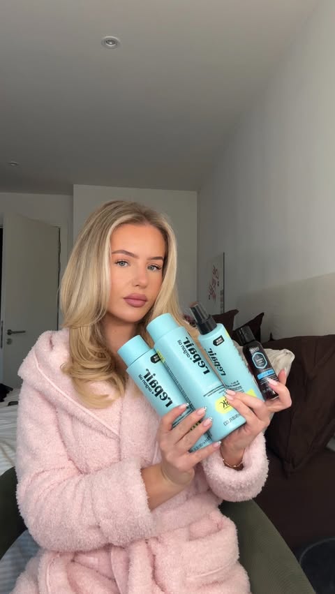 Instagram post by @dannimorley for HASK. Caption reads: [...] hair repair routine 🧖🏼‍♀️✨ Using the....
