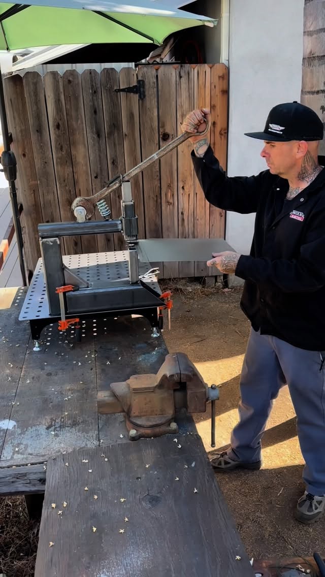 Instagram post by @bhoodfab for Lincoln Electric. Caption reads: “ Tuck It” shrinking prototype I’m working on made....