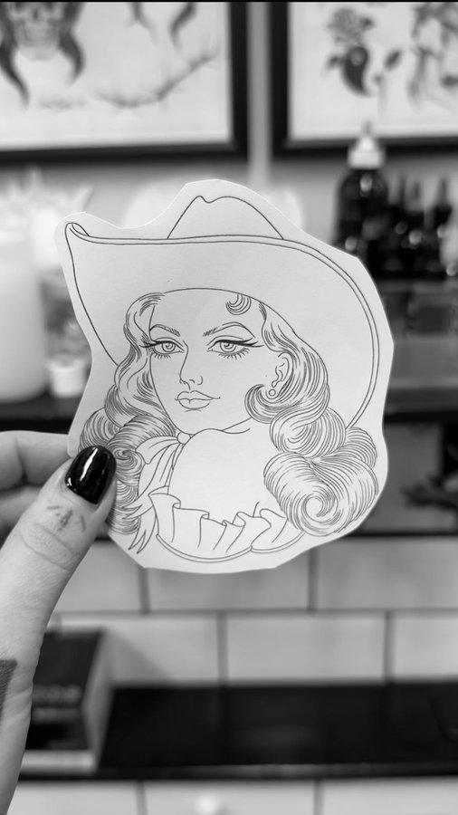 Instagram post by @danimawbytattooer for Tattoodo. Caption reads: 🤩This ain’t Texas but we love cow girls here too!....