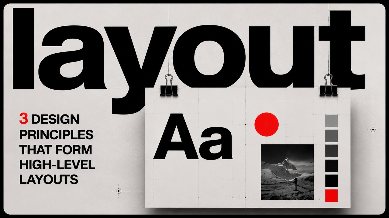YouTube post by @SatoriGraphics for Skywork AI. Caption reads: Full Course: 3 PROVEN Principles Of Layout Design.