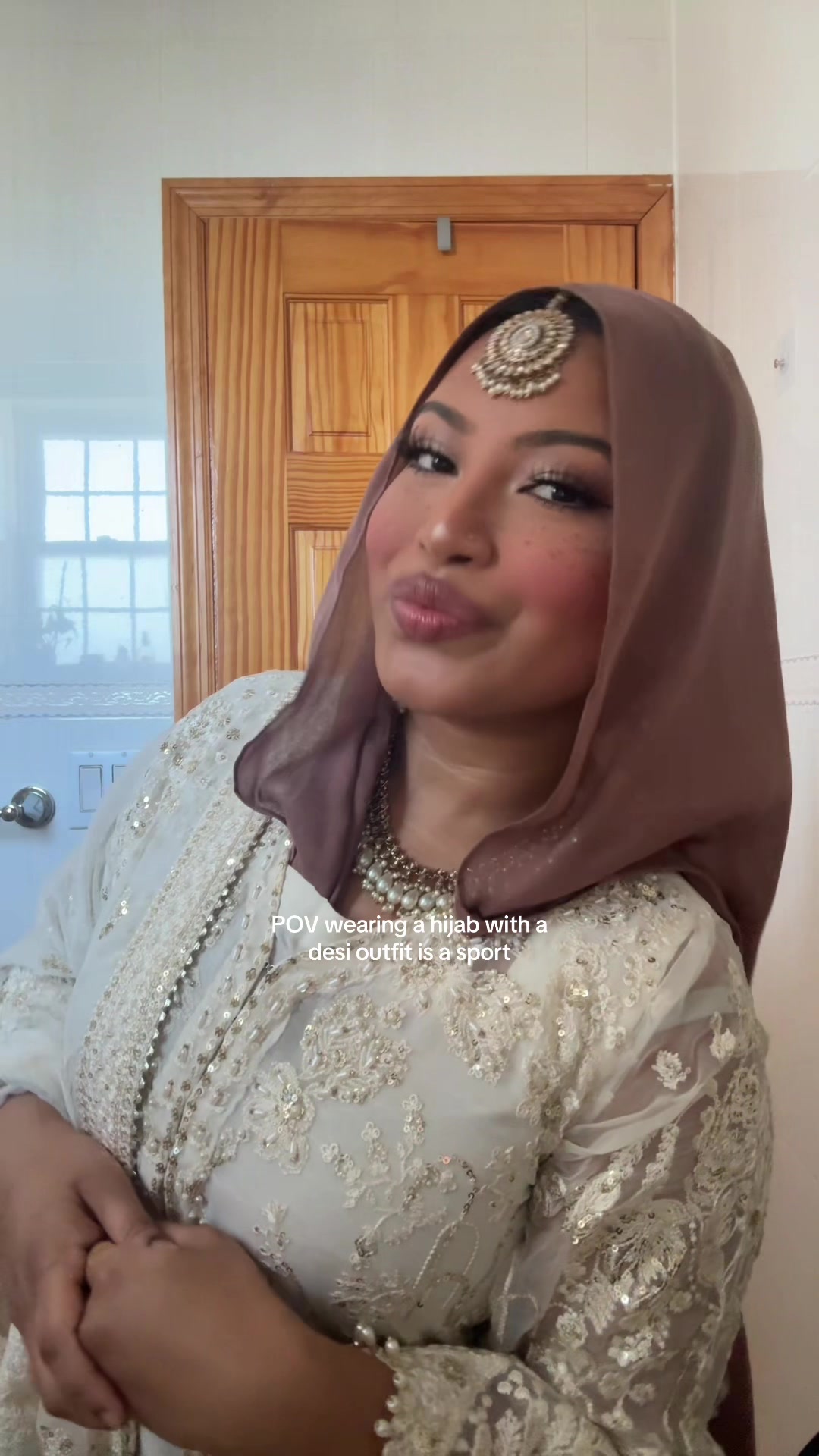 TikTok post by @masturalol for VELA. Caption reads: [...] 😭 #hijabtutorial #desi #hijabitiktok....