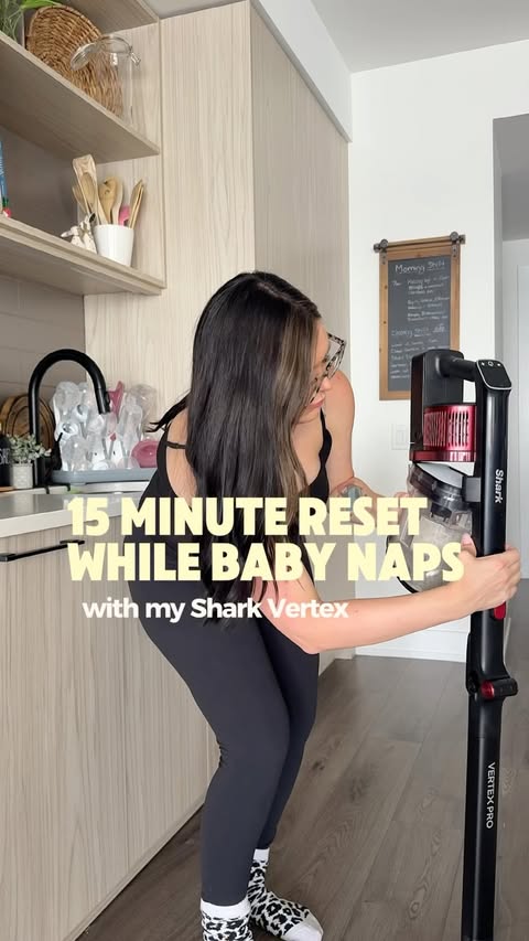 Instagram post by @kelseydianeblog for Shark Clean. Caption reads: After four kids, I’ve learned that “sleep when the....