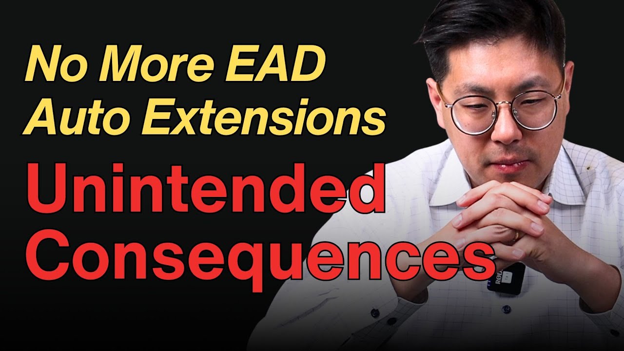 YouTube post by @TsangAssociatesPLC for Yelp. Caption reads: USCIS Ends Automatic Work Permit Extensions! (What....