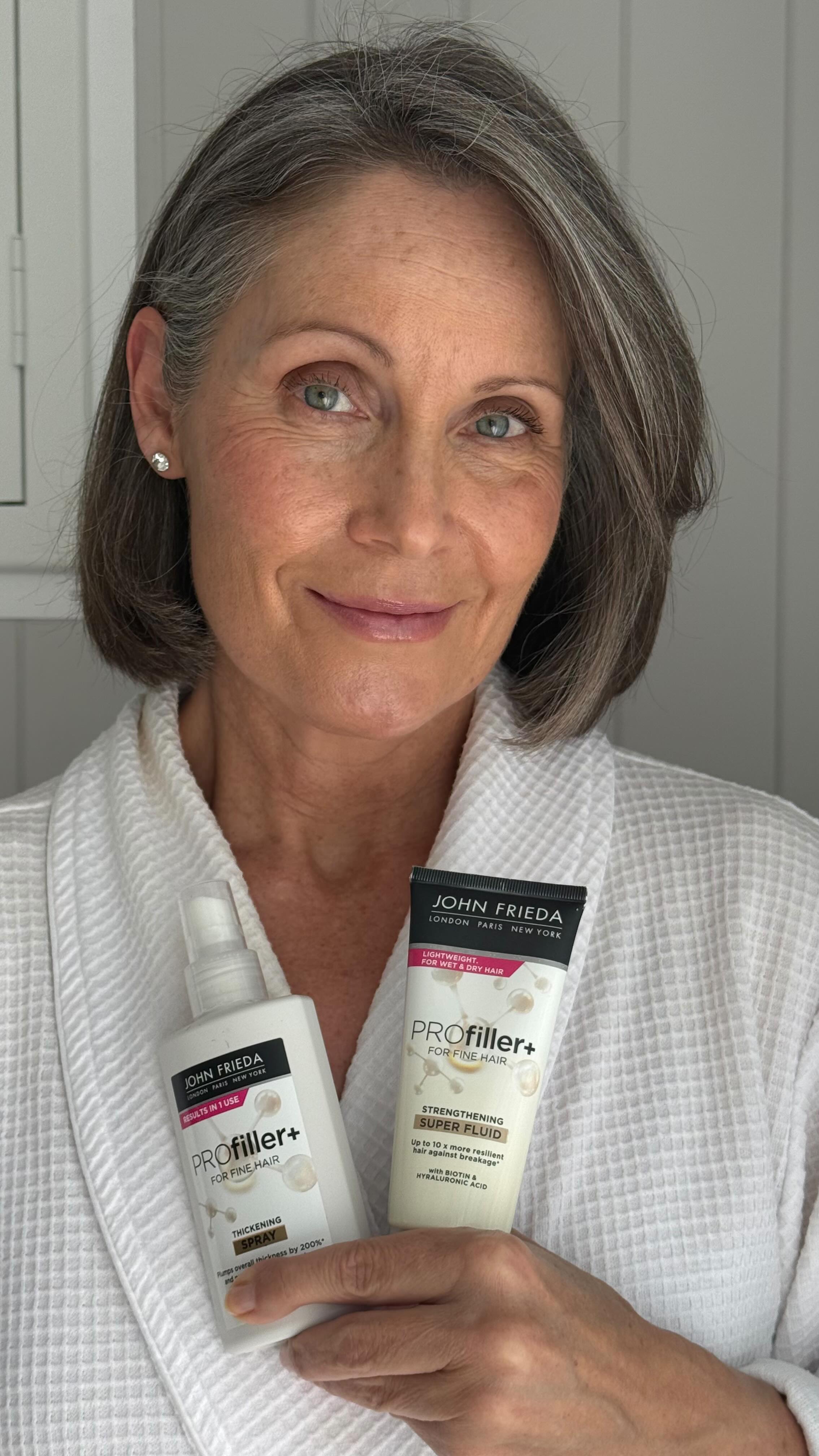 Instagram post by @danielle.appi for John Frieda. Caption reads: Give your hair the gift of thickness, strength &....