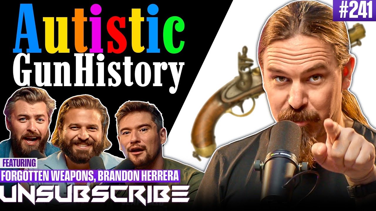 YouTube post by @unsubscribepodcast for GhostBed. Caption reads: What Are The Rarest Weapons In The World? |....