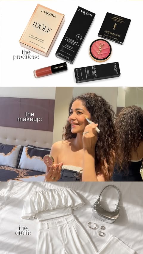 Instagram post by @meghamalhotrasharma for Ralph Lauren Fragrances. Caption reads: #PR My current beauty essentials, on repeat. 💋....