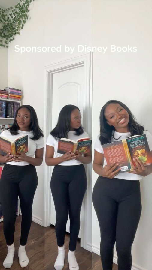 Instagram post by @kimmybookss for Read Riordan. Caption reads: [...] is out NOW from @disneybooks ! #ad....