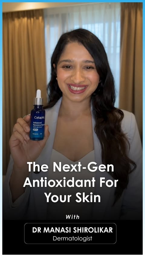 Instagram post by @dr.manasi.skin for Cetaphil. Caption reads: [...] Comment SERUM for the product link. 🔗....