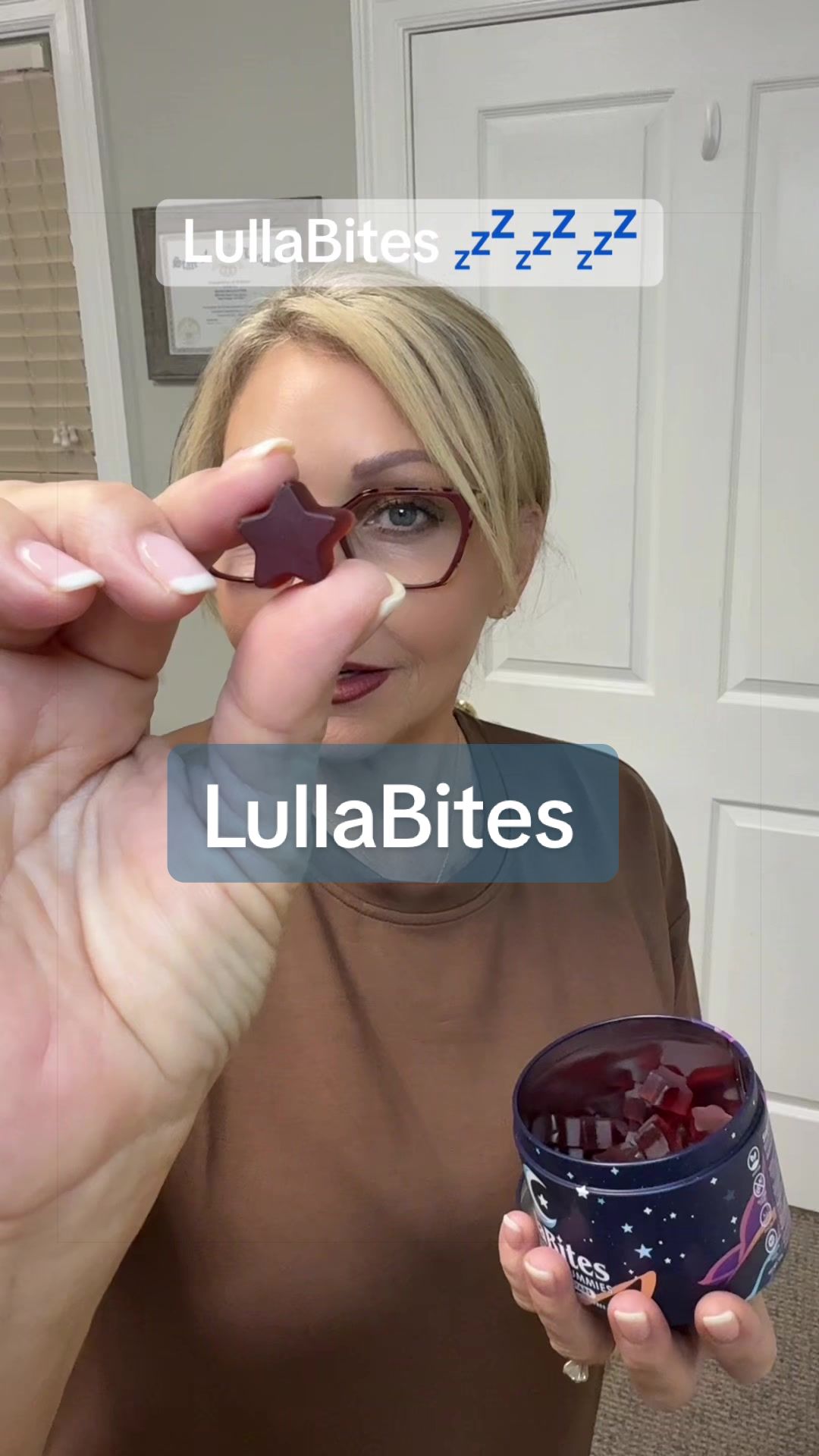 TikTok post by @melissa.p1970 for LullaBites. Caption reads: LullaBites. Natural Sleep Gummies 💤💤💤 @Lulla....