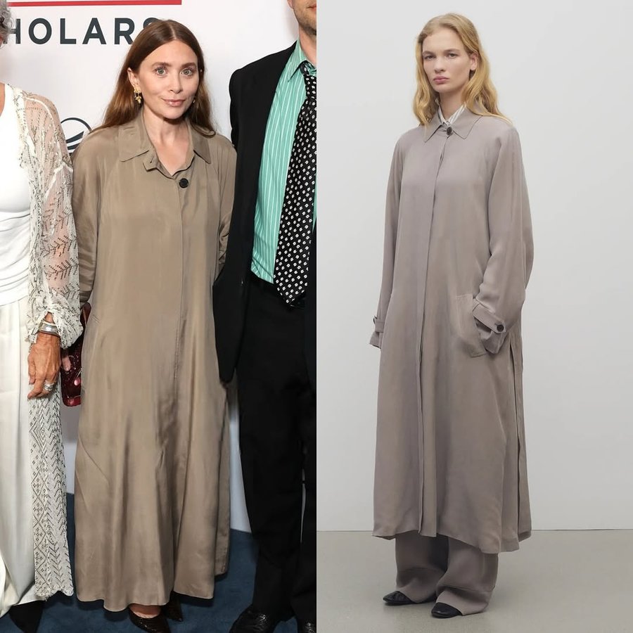 Instagram post by @checkthetag for The Row. Caption reads: Who: Ashley Olsen
Wearing: The Row
Where: YES....