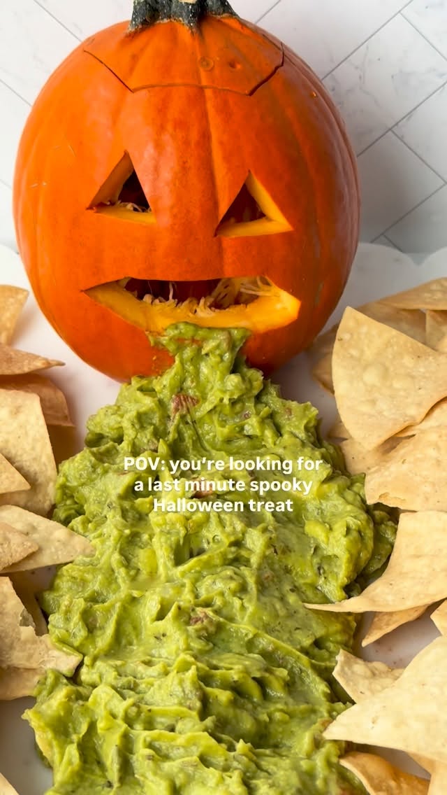 Instagram post by @lesswithlaur for The Feedfeed. Caption reads: This SPOOKY PUKING PUMPKIN is the easiest last....