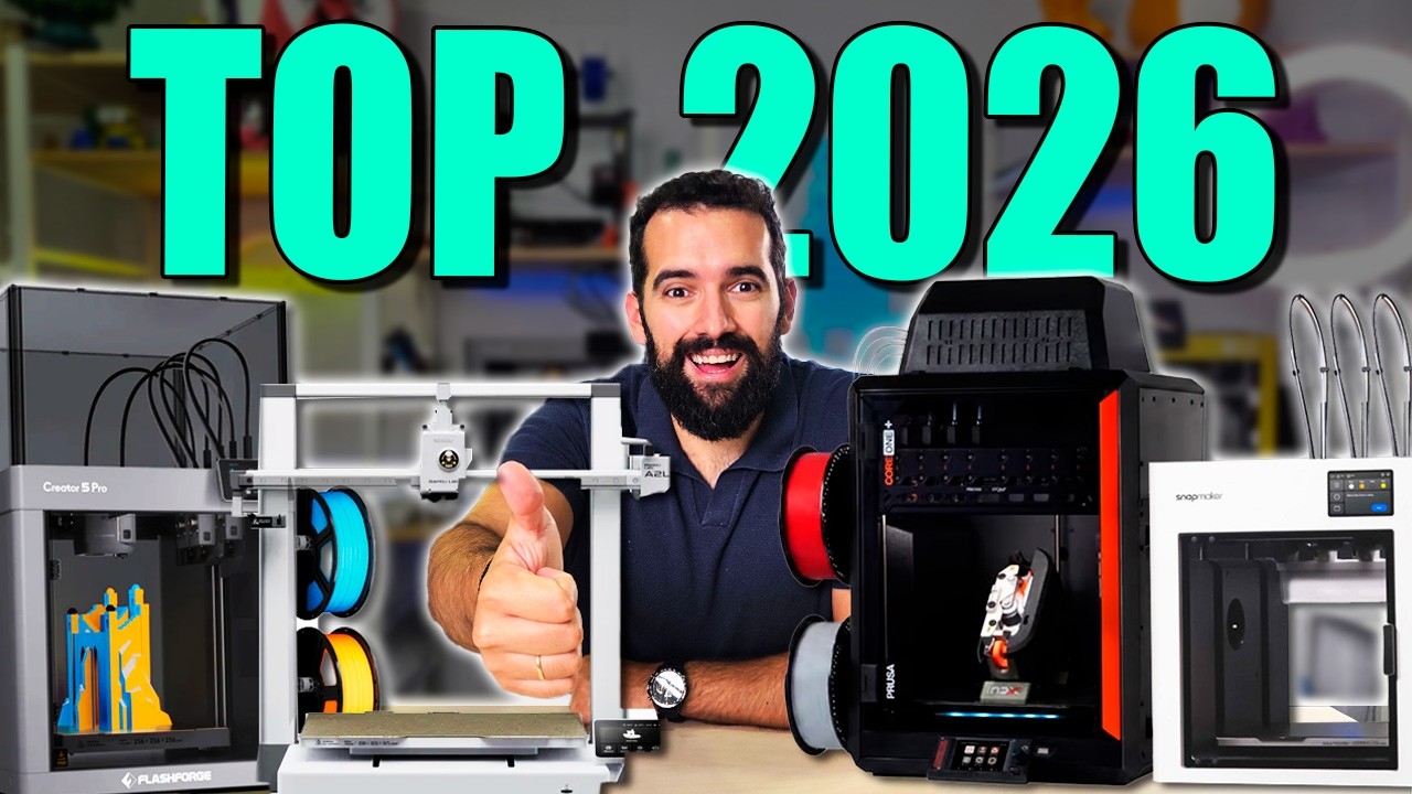 YouTube post by @Control3D for Fashion Force Finds. Caption reads: The Best 3D Printers of 2026 So Far.