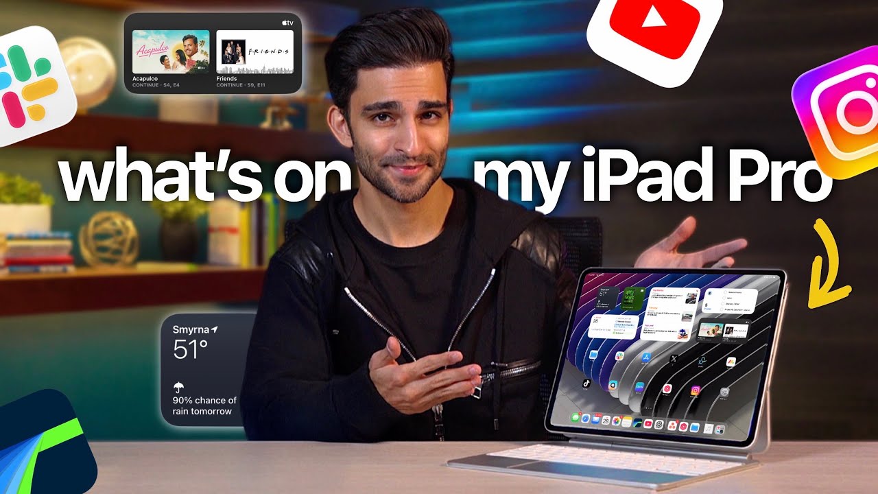 YouTube post by @FaizAly for Andar. Caption reads: What’s On My M5 iPad Pro — My Ultimate iPadOS 26....