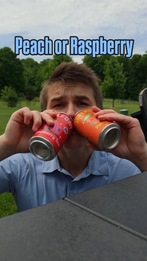 Instagram post by @tylertriesthat for Halfday Iced Tea. Caption reads: [...] for 12g of fiber. #peachraspberry....