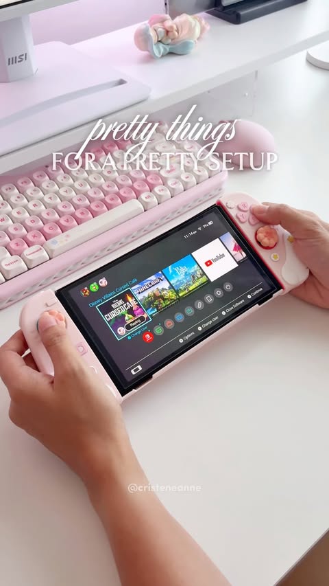 Instagram post by @cristeneanne for Geekshare. Caption reads: [...] Nintendo Switch, I always come back to....