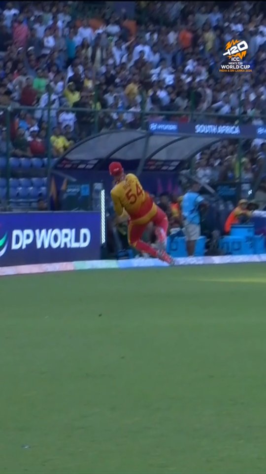 Instagram post by @zimbabwe.cricket for ICC T20 World Cup. Caption reads: A breathtaking grab from Ryan Burl to dismiss Ryan....