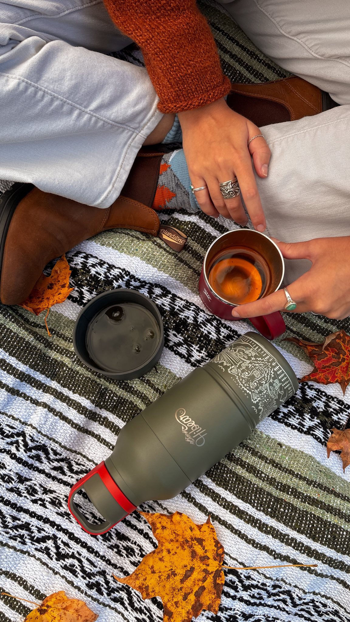 Instagram post by @kyliegoesoutside for Hibear. Caption reads: [...] color “Dawn Patrol” by @garretteffa &....