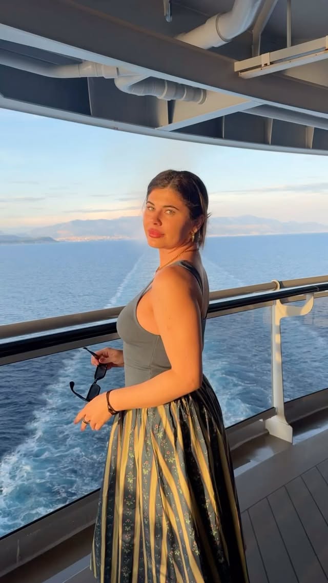 Instagram post by @elizabethfowlerx for WEWOREWHAT. Caption reads: spending may in the mediterranean 💌....
