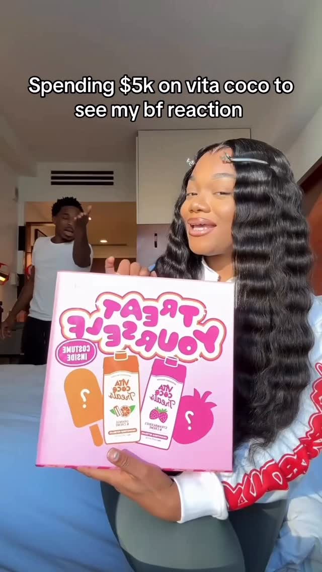 Instagram post by @muizandjae for Vita Coco. Caption reads: Girl math is spending $5k of my bf savings for the....