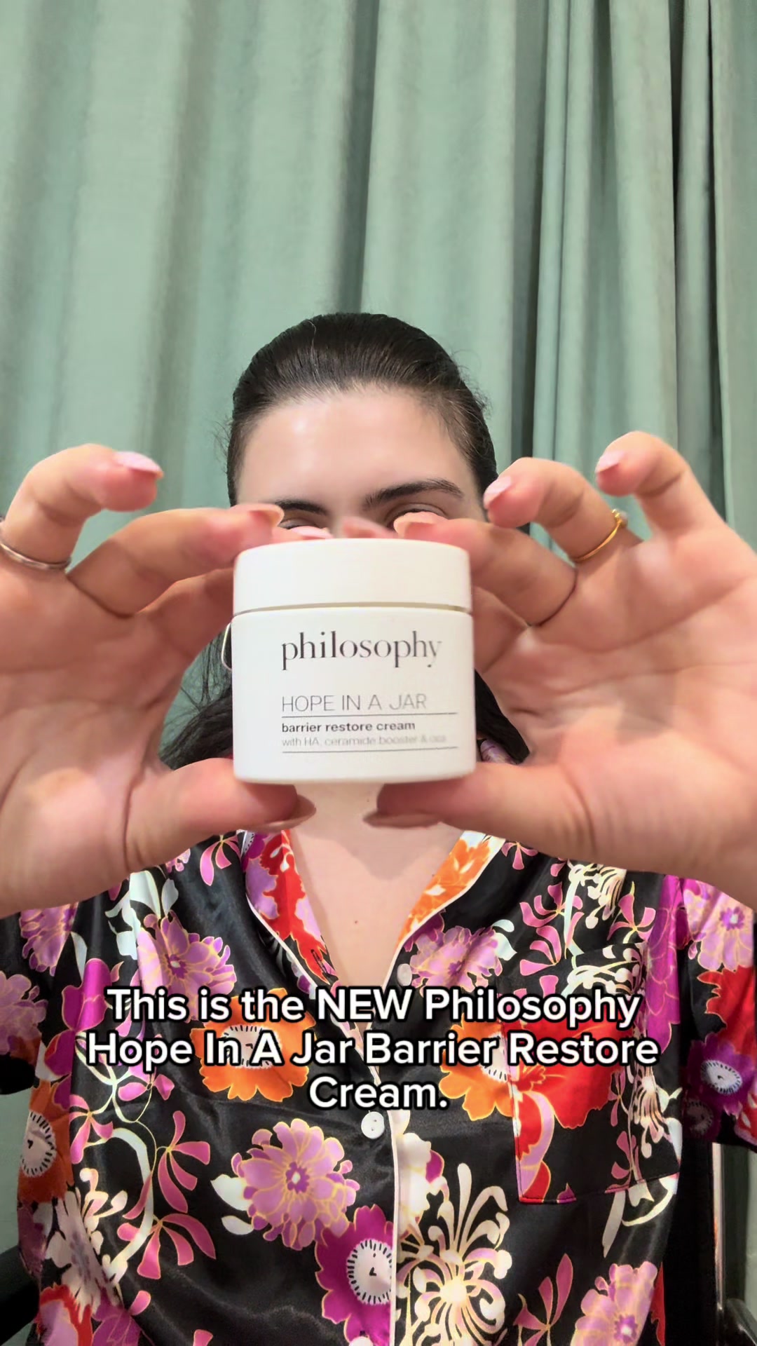 TikTok post by @ugc_anni for philosophy. Caption reads: Stressed skin? Meet the NEW Philosophy Hope In A....