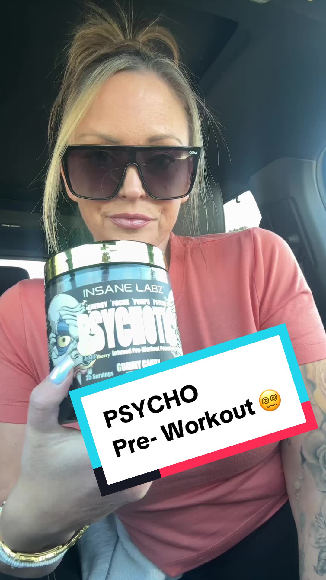 TikTok post by @lindsey.727.life for Insane Labz. Caption reads: @Insane Labz Official Love this pre workout!! 💥🖤.