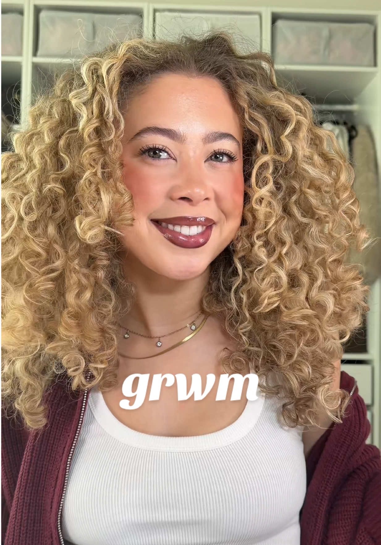 TikTok post by @maliaelaine for OFRA Cosmetics. Caption reads: grwm for my family’s Christmas party while we play....